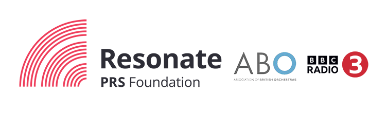 Resonate PRS Foundation, Association of British Orchestras, BBC Radio 3 logos 